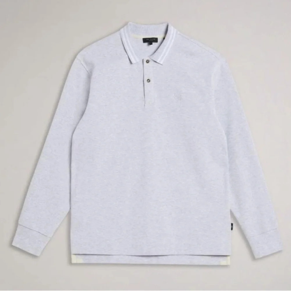 NWT Ted Baker Mens Long Sleeve Rugby Polo Shirt Gray Marl